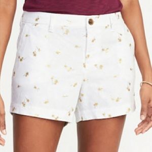 Old Navy white linen shorts with Gold Palm Trees
